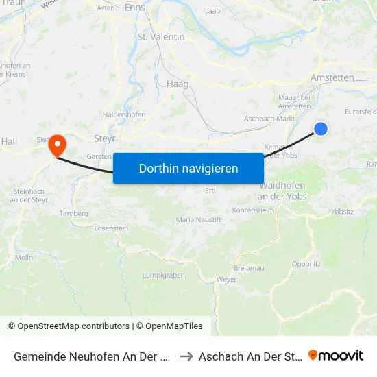 Gemeinde Neuhofen An Der Ybbs to Aschach An Der Steyr map