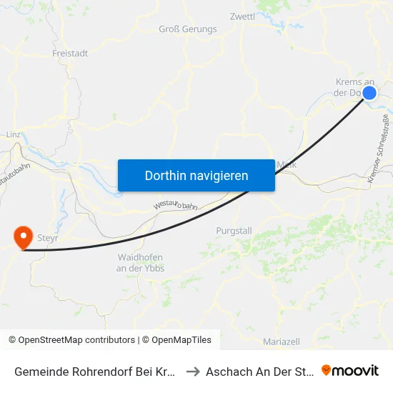 Gemeinde Rohrendorf Bei Krems to Aschach An Der Steyr map