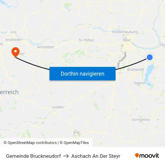Gemeinde Bruckneudorf to Aschach An Der Steyr map