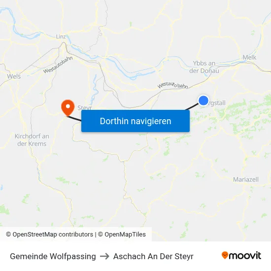 Gemeinde Wolfpassing to Aschach An Der Steyr map