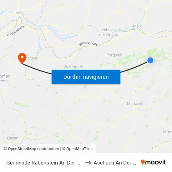 Gemeinde Rabenstein An Der Pielach to Aschach An Der Steyr map