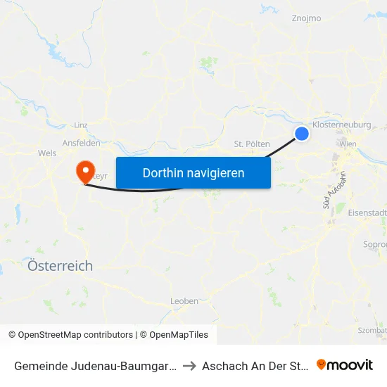 Gemeinde Judenau-Baumgarten to Aschach An Der Steyr map