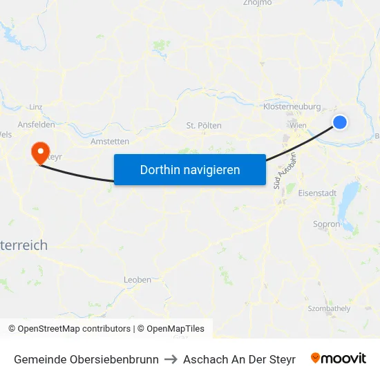 Gemeinde Obersiebenbrunn to Aschach An Der Steyr map