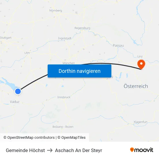 Gemeinde Höchst to Aschach An Der Steyr map