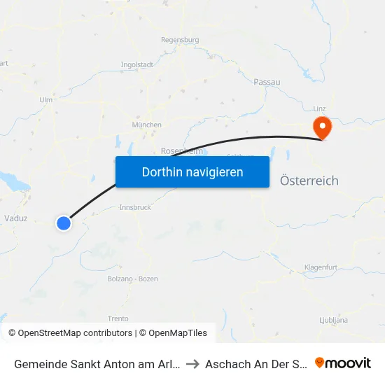 Gemeinde Sankt Anton am Arlberg to Aschach An Der Steyr map