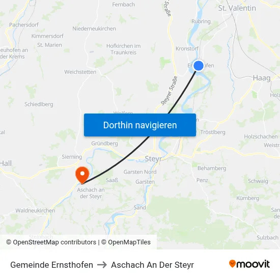 Gemeinde Ernsthofen to Aschach An Der Steyr map