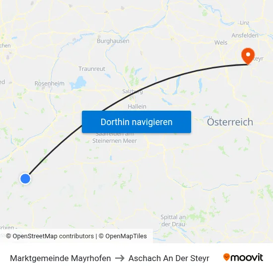 Marktgemeinde Mayrhofen to Aschach An Der Steyr map
