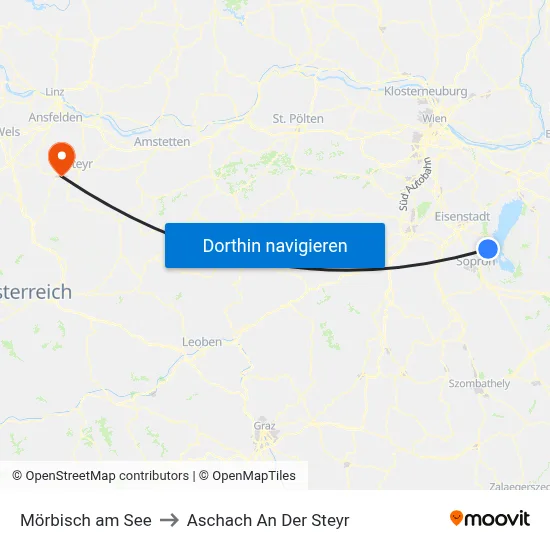Mörbisch am See to Aschach An Der Steyr map