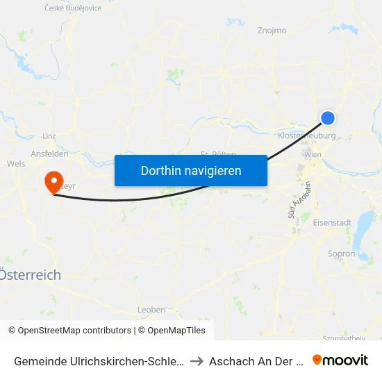 Gemeinde Ulrichskirchen-Schleinbach to Aschach An Der Steyr map