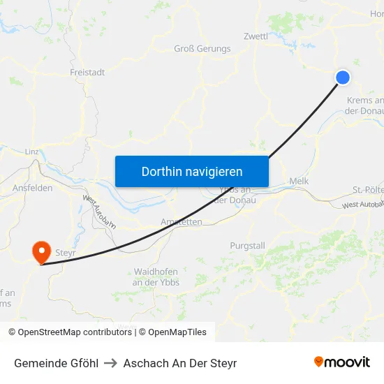 Gemeinde Gföhl to Aschach An Der Steyr map