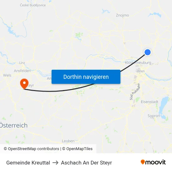 Gemeinde Kreuttal to Aschach An Der Steyr map