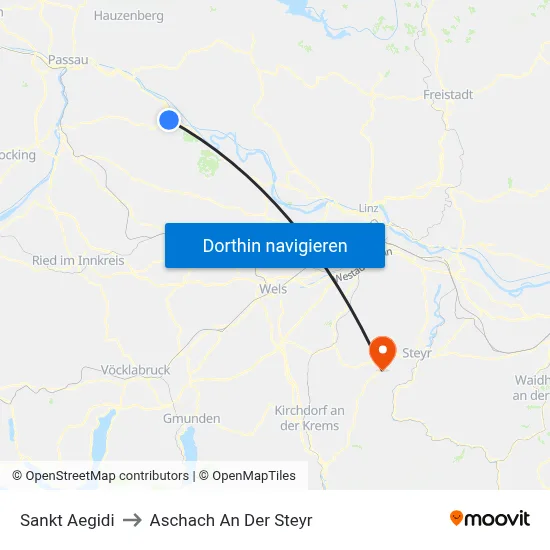 Sankt Aegidi to Aschach An Der Steyr map