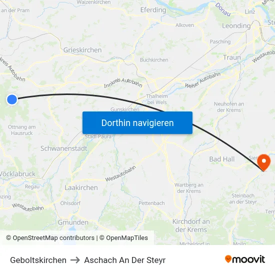 Geboltskirchen to Aschach An Der Steyr map