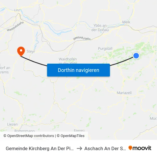 Gemeinde Kirchberg An Der Pielach to Aschach An Der Steyr map