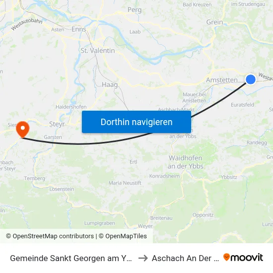 Gemeinde Sankt Georgen am Ybbsfelde to Aschach An Der Steyr map