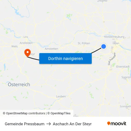 Gemeinde Pressbaum to Aschach An Der Steyr map