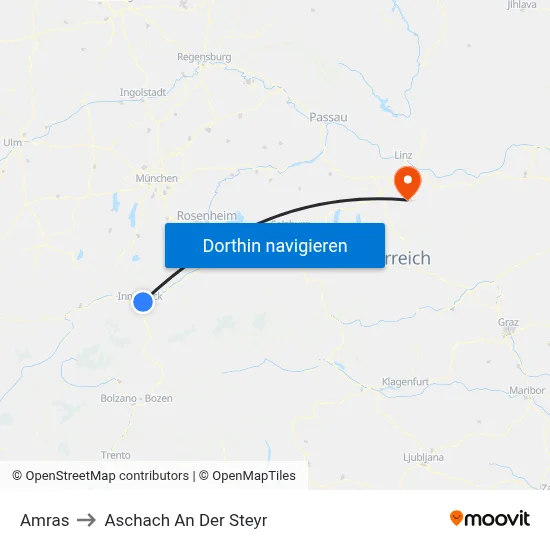 Amras to Aschach An Der Steyr map