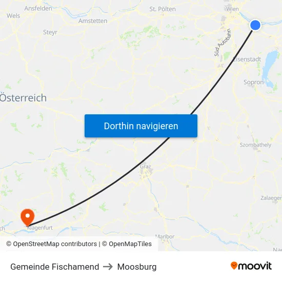 Gemeinde Fischamend to Moosburg map