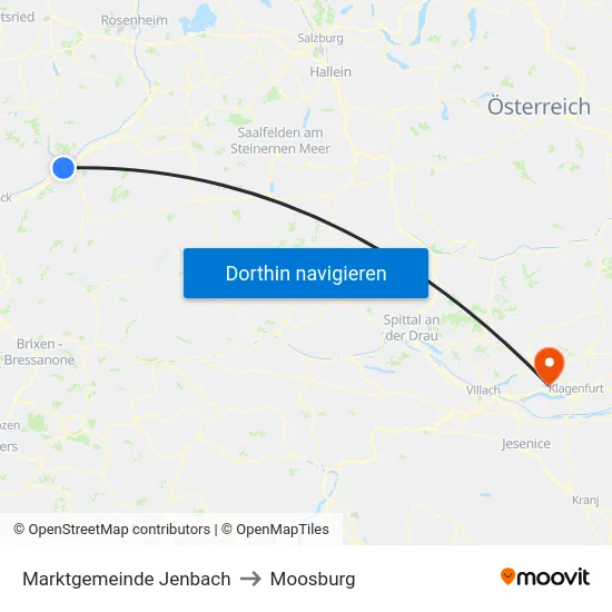 Marktgemeinde Jenbach to Moosburg map