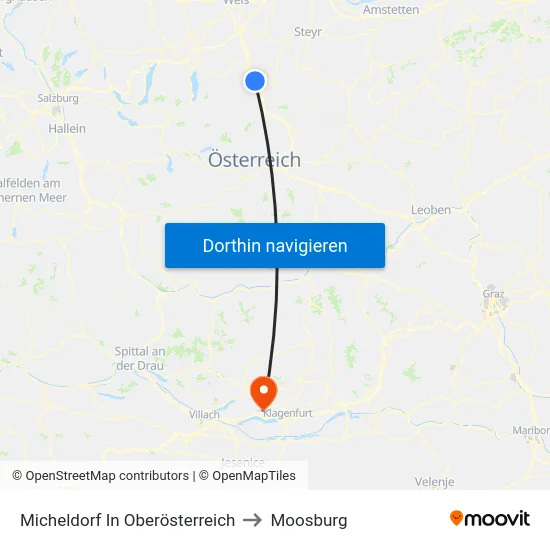 Micheldorf In Oberösterreich to Moosburg map