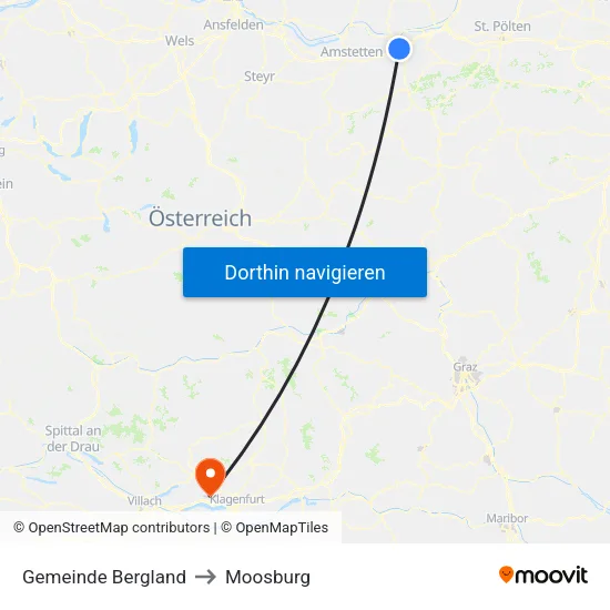 Gemeinde Bergland to Moosburg map