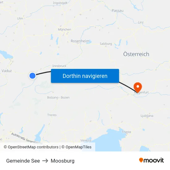 Gemeinde See to Moosburg map