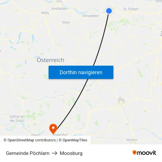 Gemeinde Pöchlarn to Moosburg map