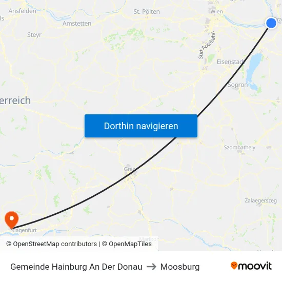 Gemeinde Hainburg An Der Donau to Moosburg map