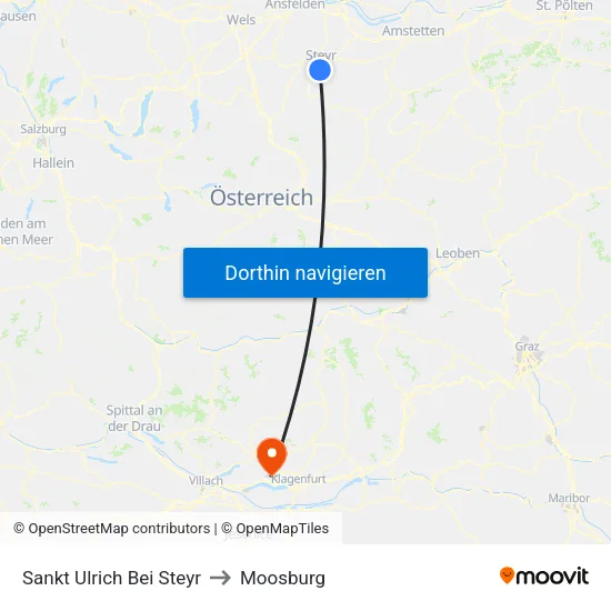 Sankt Ulrich Bei Steyr to Moosburg map