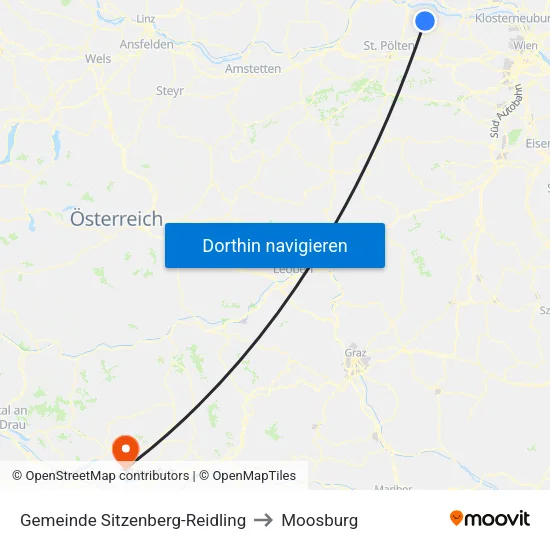 Gemeinde Sitzenberg-Reidling to Moosburg map