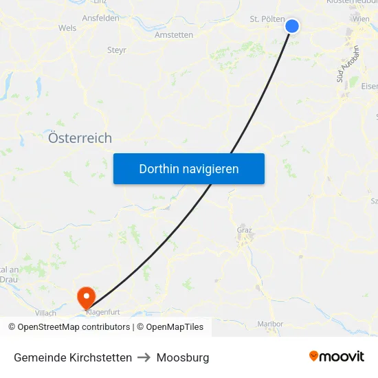Gemeinde Kirchstetten to Moosburg map