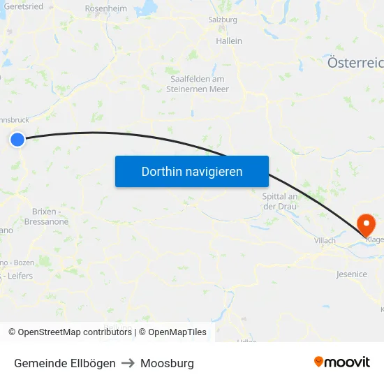Gemeinde Ellbögen to Moosburg map
