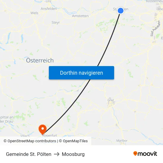 Gemeinde St. Pölten to Moosburg map