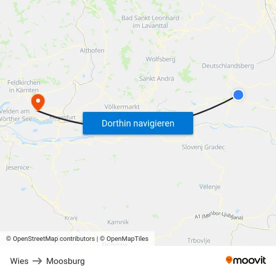Wies to Moosburg map