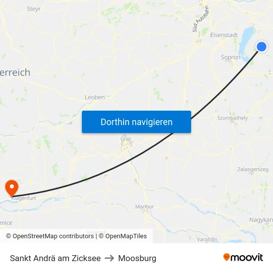 Sankt Andrä am Zicksee to Moosburg map