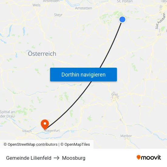 Gemeinde Lilienfeld to Moosburg map