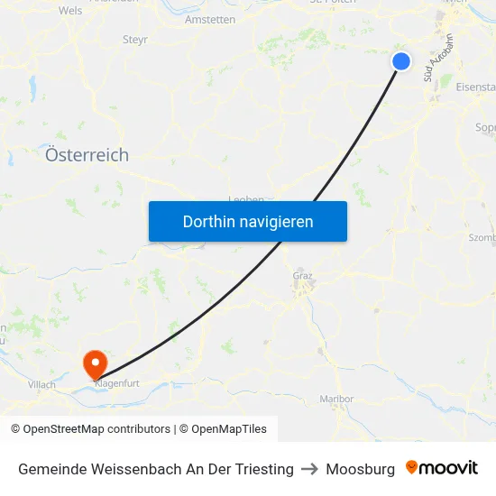 Gemeinde Weissenbach An Der Triesting to Moosburg map