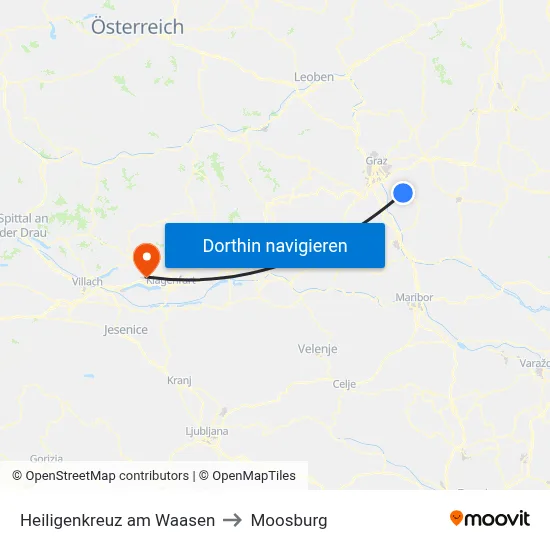 Heiligenkreuz am Waasen to Moosburg map
