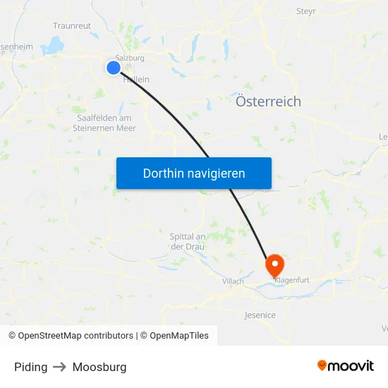 Piding to Moosburg map