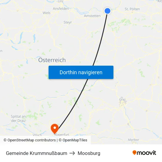 Gemeinde Krummnußbaum to Moosburg map