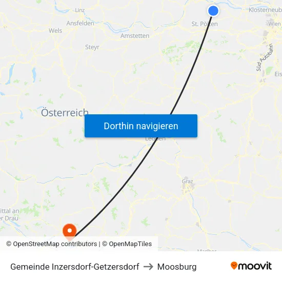 Gemeinde Inzersdorf-Getzersdorf to Moosburg map
