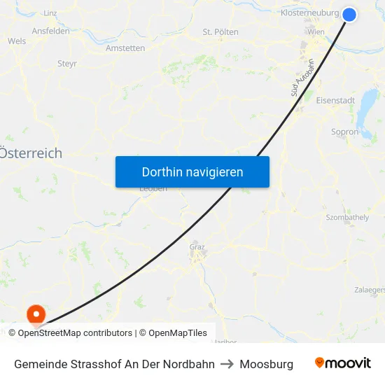 Gemeinde Strasshof An Der Nordbahn to Moosburg map