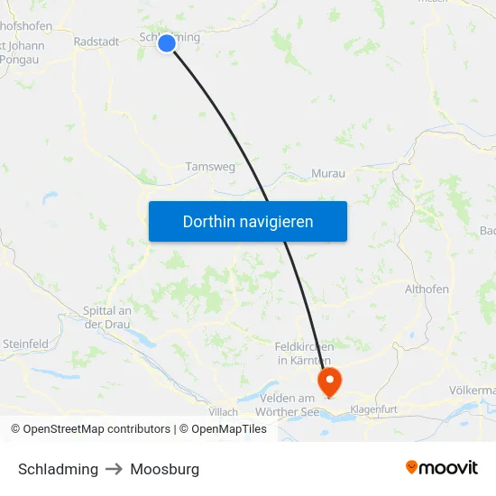 Schladming to Moosburg map