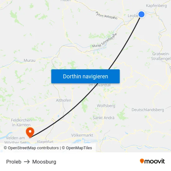 Proleb to Moosburg map