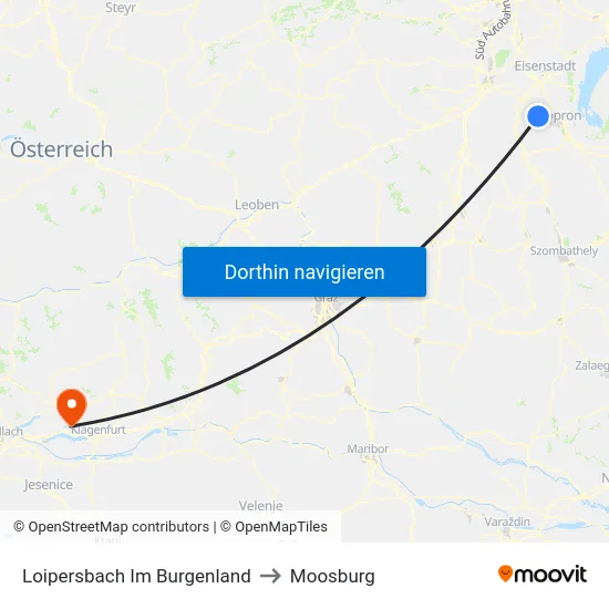 Loipersbach Im Burgenland to Moosburg map