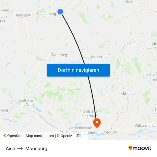 Aich to Moosburg map