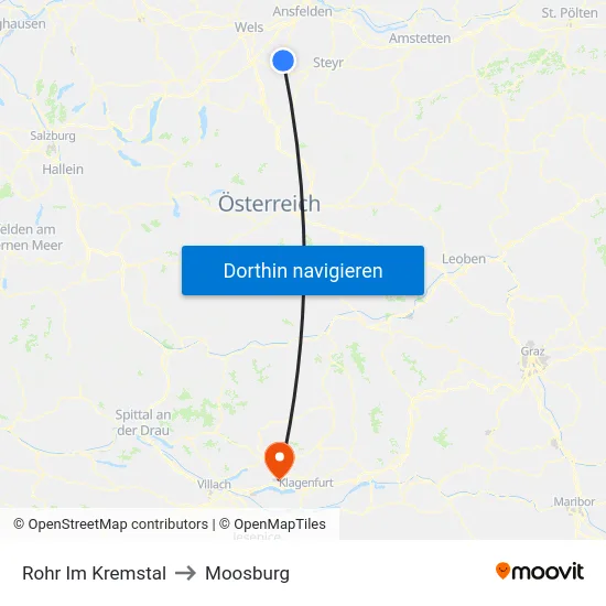 Rohr Im Kremstal to Moosburg map