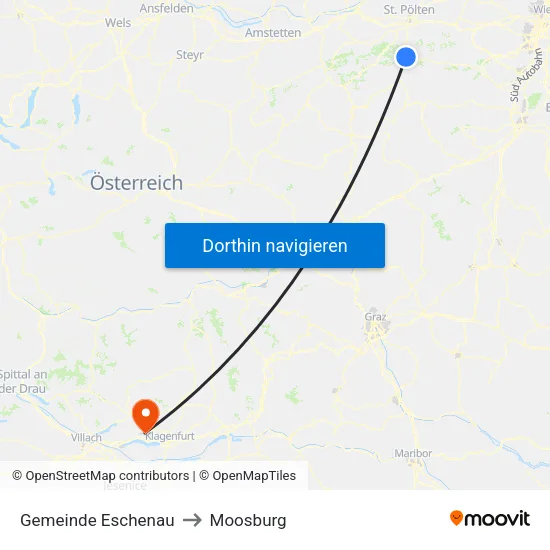 Gemeinde Eschenau to Moosburg map