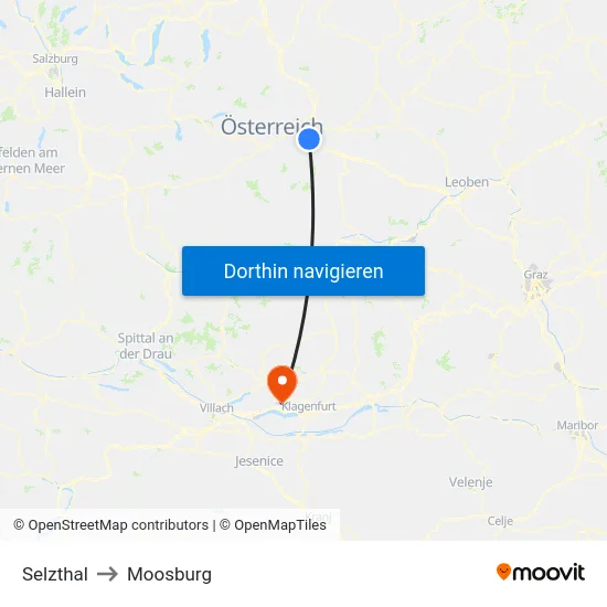 Selzthal to Moosburg map