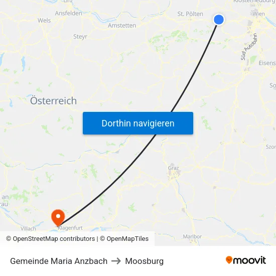 Gemeinde Maria Anzbach to Moosburg map